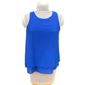 Bobeau Sleeveless Split Back Top Sz. M Royal Blue